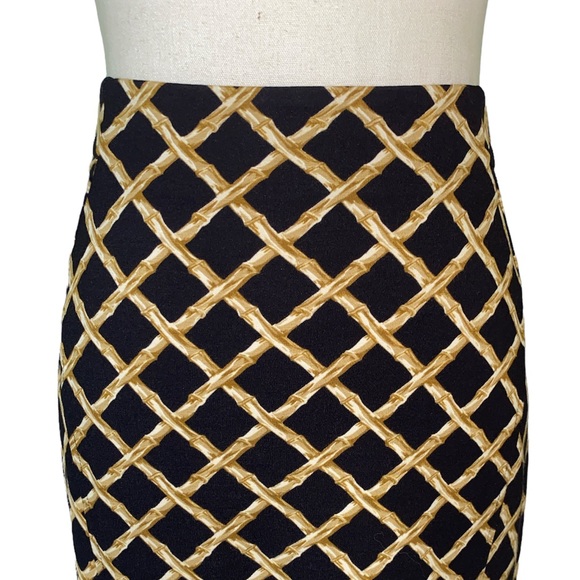 J. McLaughlin Black & Tan Bamboo Trellis Pencil Skirt - 2 - Picture 2 of 10